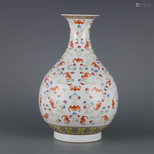 A Fine Famille-rose 'Bat' Pattern Vase