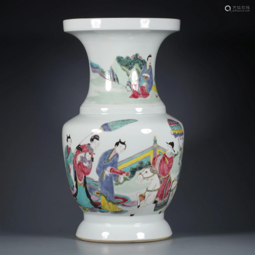 A Rare Famille-rose 'Character Story' Vase