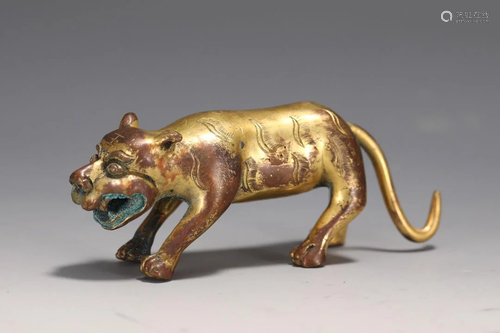 A Very Finely Gilt-bronze Beast Ornament