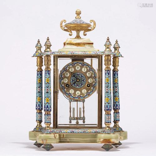 A Rare and Top Gilt-bronze Cloisonne Table Clock