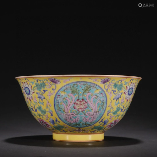 A Rare and Fine Enamel Double Phoenix Bowl