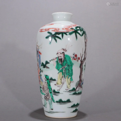 A Fine Wucai 'Character Story' Vase