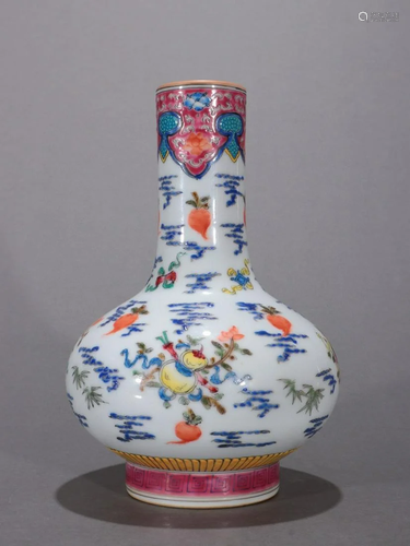 A Fine Blue and White and Color Vase