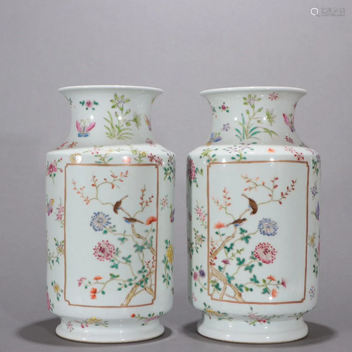 A Pair of Larger Famille-rose Vases