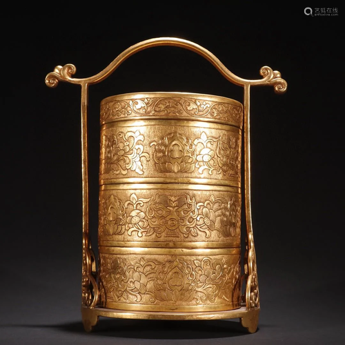 A Rare and Top Gilt-bronze Food Box