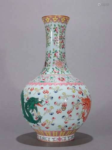 A Fine Famille-rose Dragon Pattern Bottle