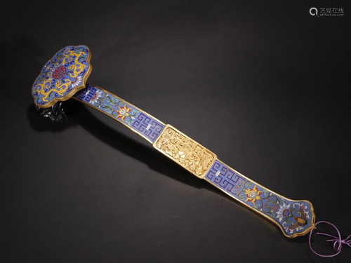 A Top Gilt-bronze Cloisonne Ruyi Scepter