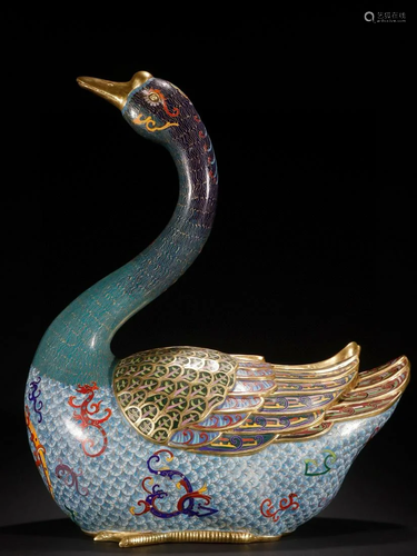 A Rare and Top Gilt-bronze Cloisonne Goose Ornament