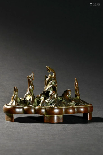 A Fine Bronze Mountain-shaped Aromatherapy Burner