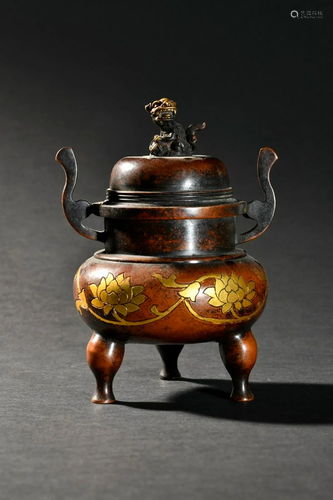 A Fine Copper Lion Button Incense Burner