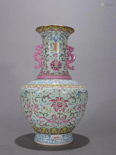 A Larger and Rare Famille-rose 'Flowers' Vase