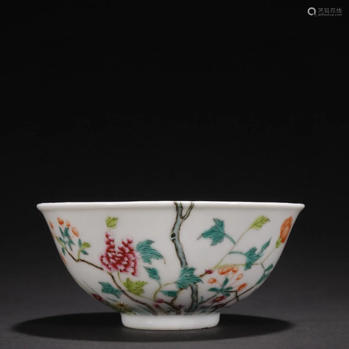 A Rare Famille-rose 'Flowers' Bowl