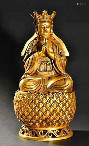 A Larger Gilt-bronze Figure of Buddha