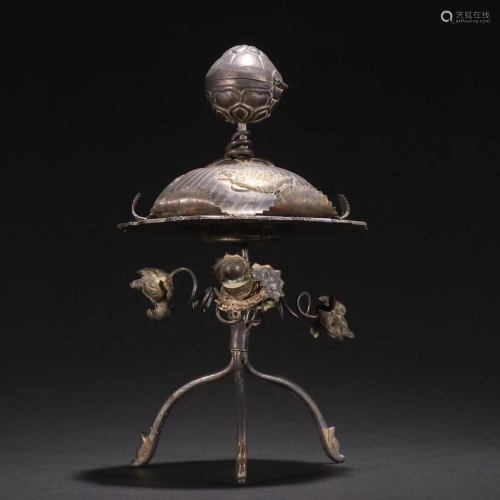 A Rare and Finely Carved Silver Censer