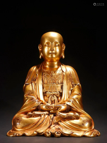 A Rare Gilt-bronze Statue of King Jizo