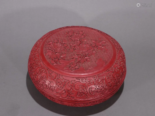 A Fine Carved Cinnabar lacquer Box