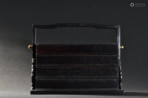 A Top Zitan Wood Three-layer Lifting Box