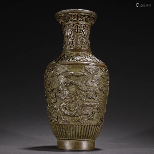 A Very Rare Bronze Dragon Pattern Vase