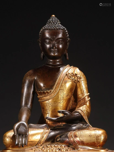 A Fine Gilt-bronze Figure of Shakyamuni