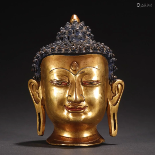 A Top and Rare Gilt-bronze Buddha Head