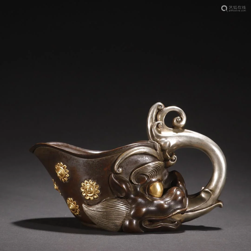 A Very Rare Gilt-Bronze Dragon Cup