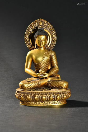 A Fine Gilt-bronze Figure of Shakyamuni