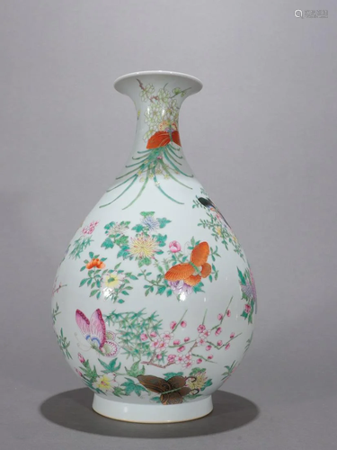 A Finely Famille-rose 'Flowers' Vase