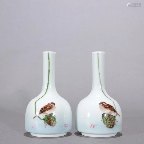 A Pair of Famille-rose Vases