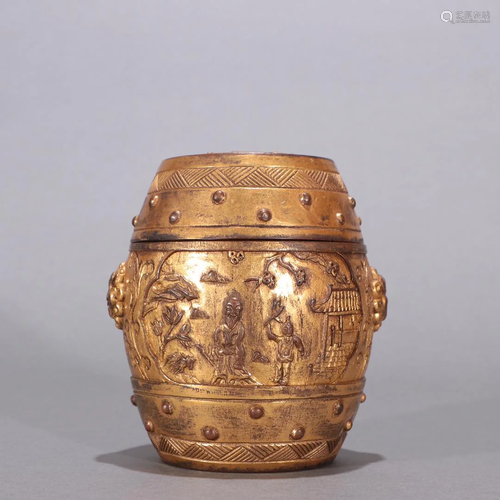 An Unusual and Small Gilt-bronze Box