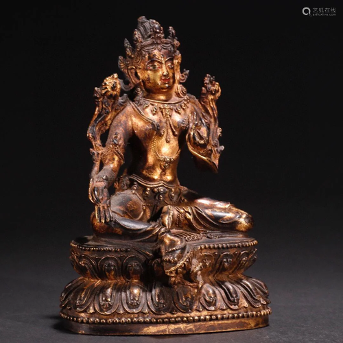 A Bronze Painted Gold Figure of Tara