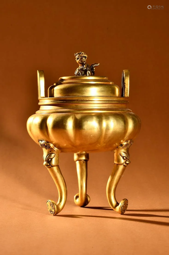 A Rare Gilt-bronze Censer