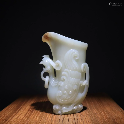 A Top and Rare Hetian Phoenix Cup