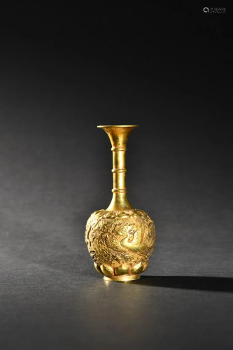 A Fine Gilt-silver Pheonix Vase