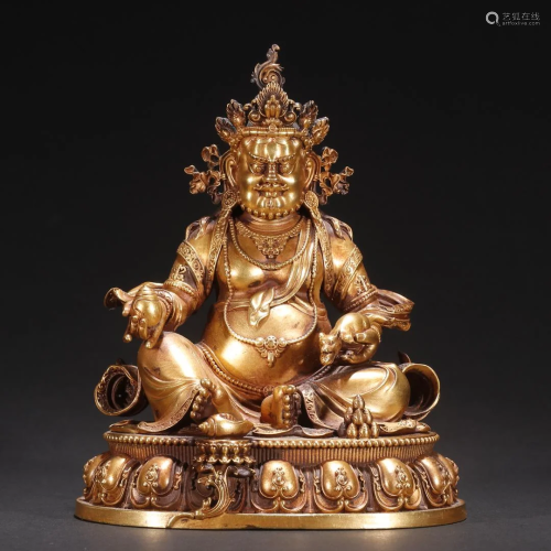 A Fine Gilt-bronze Statue of the God of Yellow Wealth