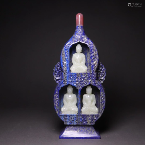 A Set of Rare and Top Lapis lazuli Buddha Niches and Buddhai...