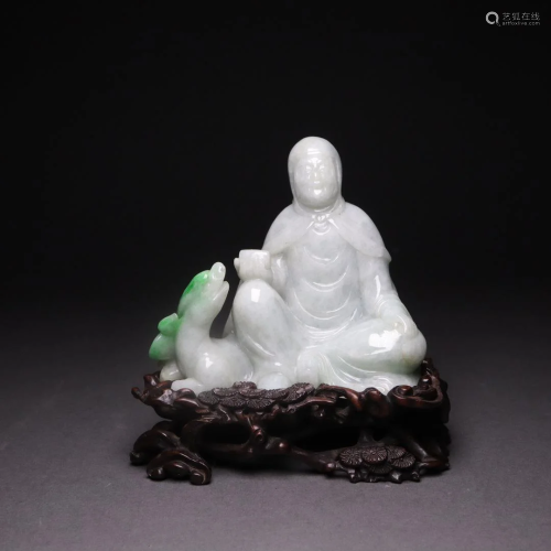A Top Carved Jadeite Luohan Ornament