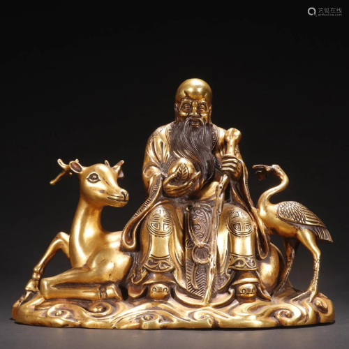 A Top Gilt-bronze 'Fu Shou' Ornament
