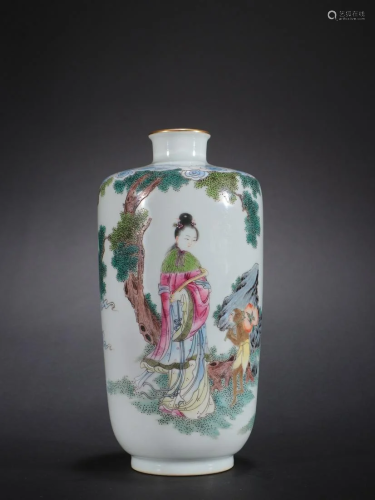 A Rare Famille-rose 'Character Story' Vase