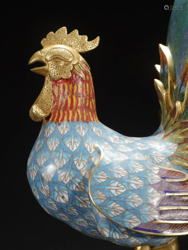 A Top Gilt-bronze Cloisonne Enamel 'Rooster' Ornament