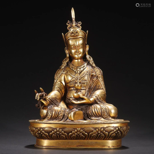 A Fine Gilt-bronze Statue of Padmasambhava