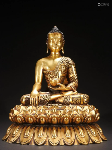 A Rare Gilt-bronze Figure of Medicine Buddha