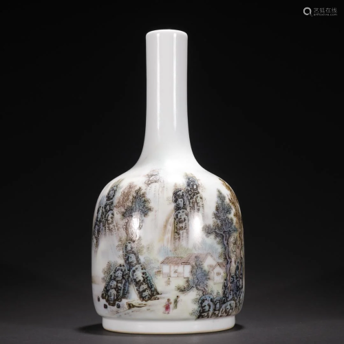 A Finely Famille-rose Character Story Vase