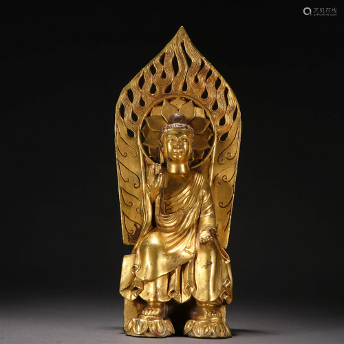 A Fine Gilt-bronze Bench Buddha