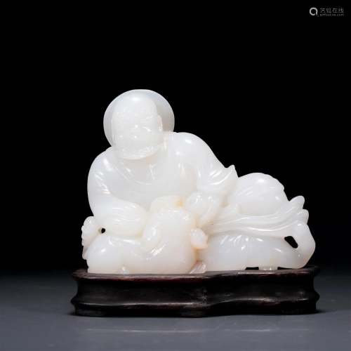A Marvelous White Jade Figure Of Arhat