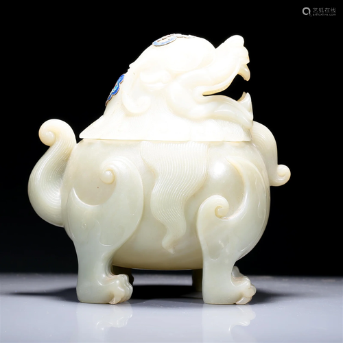 A Marvelous White Jade 'Lion' Censer