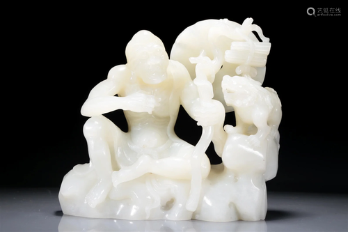 An Excellent White Jade Figure Of Arhat