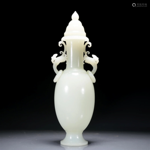 An Excellent White Jade Vase