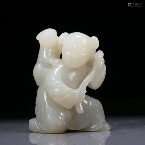 An Excellent White Jade 'Boy' Decoration