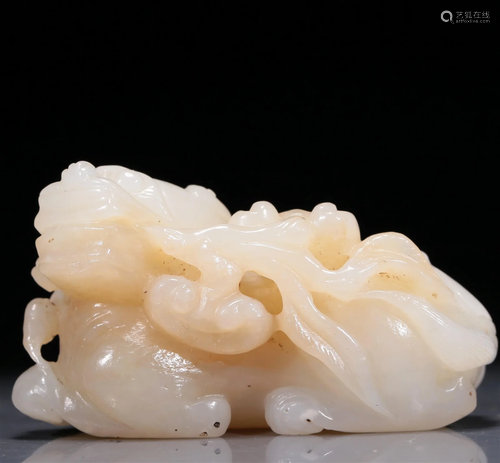 An Excellent White Jade Lion