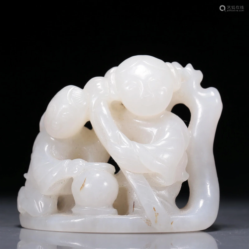 An Excellent White Jade 'Figure' Group